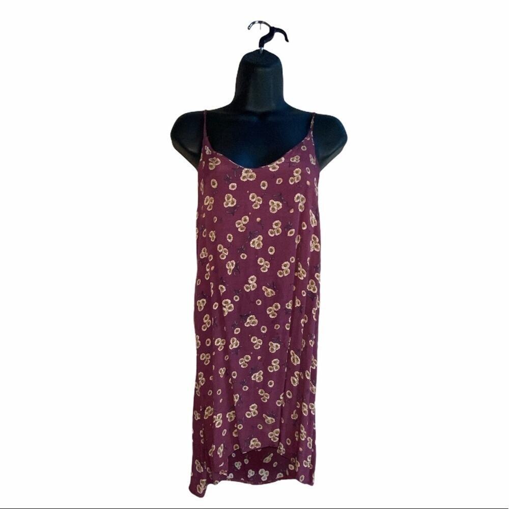 Brandy Melville Lynette Sunflower Dress One Size | Burgandy Floral Mini Summer